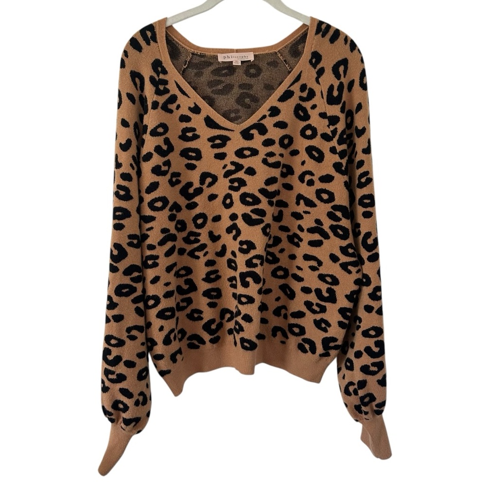 Brown & Black Philosophy Cheetah Animal Print Design Sweater Top Women’s Size XL